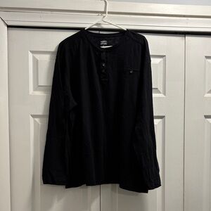 Daniel Cremieux Black Long-Sleeve Henley with Chest Pocket